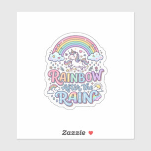 Sticker Licorne Arc-en-ciel après la pluie Premium Vector