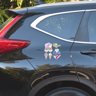 Sticker Licorne arc-en-ciel de rêve et feuille d'autocolla