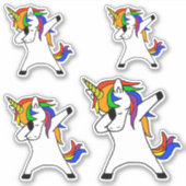 Sticker Licorne Arc-en-ciel qui Dabbe (Devant)