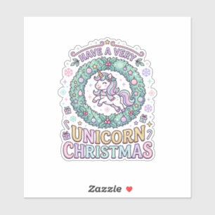Sticker Licorne Avoir un très Licorne Noël Gras Typogra