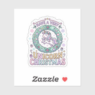 Sticker Licorne Avoir un très Licorne Noël Gras Typogra