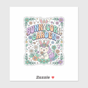 Sticker Licorne Bunnycorn Jardin Kawaii Typographie Design