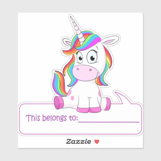 Sticker Licorne, ceci appartient à - Retour à l'école (Feuille)