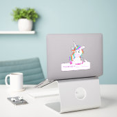 Sticker Licorne, ceci appartient à - Retour à l'école (Ordinateur portable sur le bureau)