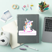 Sticker Licorne, ceci appartient à - Retour à l'école (Couverture iPad)