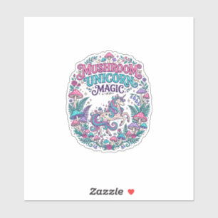 Sticker Licorne Champignon Licorne Magie Coloré POD Artwor