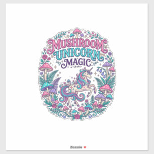 Sticker Licorne Champignon Licorne Magie Coloré POD Artwor