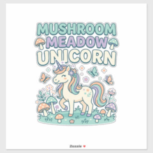 Sticker Licorne Champignon Prairie Licorne T-Shirt Mode De