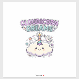 Sticker Licorne Cloudicorn Rêves Tendance Graphique Tee De