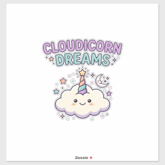 Sticker Licorne Cloudicorn Rêves Tendance Graphique Tee De (Feuille)