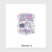 Sticker Licorne Coding Licorne Debug Squad Marché Charmant (Feuille)