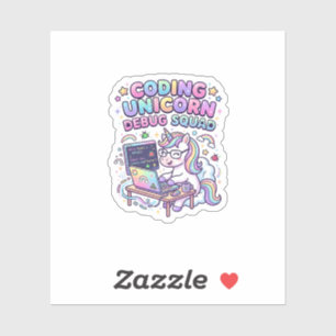 Sticker Licorne Coding Licorne Debug Squad Marché Charmeur