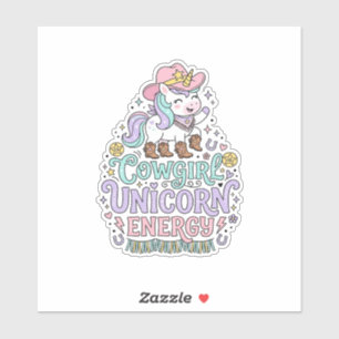 Sticker Licorne Cowgirl Licorne Énergie Mignon Produit Pas