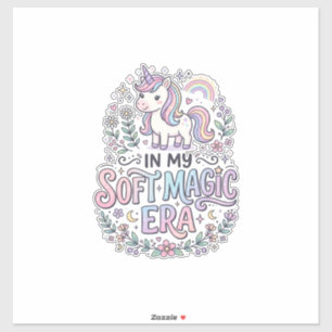 Sticker Licorne Dans Mon Ère De Magie Douce Typographie Lu