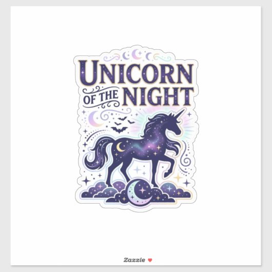 Sticker Licorne de la conception graphique de nuit Zazzle  (Feuille)