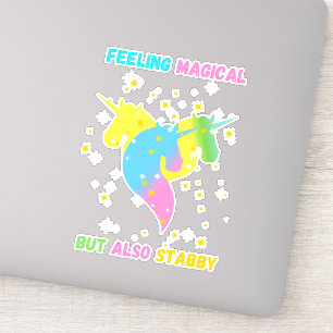 Sticker Licorne drôle se sentant magique mais aussi piquan