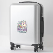 Sticker Licorne en fleurs, typographie gras, impression à (Sur valise)