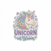 Sticker Licorne en fleurs, typographie gras, impression à (Devant)