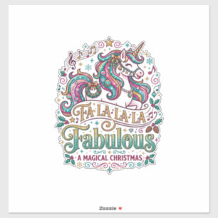 Sticker Licorne Fa La La La Fabuleux Fond Blanc Mignon