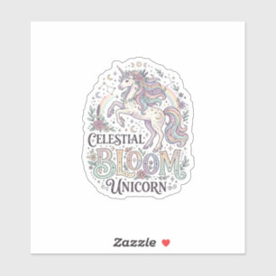Sticker Licorne Fleur Céleste Licorne Premium Vecteur Typ