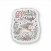 Sticker Licorne Fleurir avec la Typographie Vectorielle Pr (Devant)