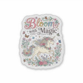 Sticker Licorne Fleurir avec la Typographie Vectorielle Pr (Devant)