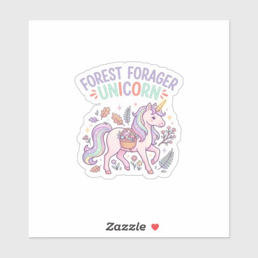 Sticker Licorne Forest Forager Licorne Conception Graphiqu (Feuille)