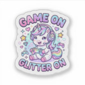 Sticker Licorne Jeu Sur Paillettes Sur Graphisme Marchandi (Devant)