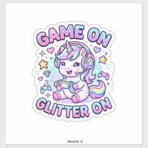 Sticker Licorne Jeu Sur Paillettes Sur Graphisme Merch De