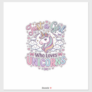 Sticker Licorne Juste une Fille Qui Aime Licornes Fond Bla