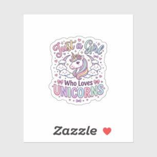 Sticker Licorne Juste une Fille Qui Aime Licornes Fond Bla