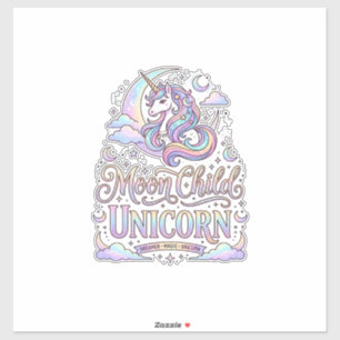 Sticker Licorne Lune Enfant Licorne Conception Originale Z
