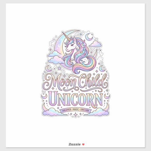 Sticker Licorne Lune Enfant Licorne Conception Originale Z (Feuille)