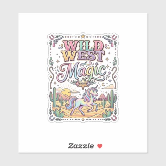Sticker Licorne Magie Far West Original (Feuille)