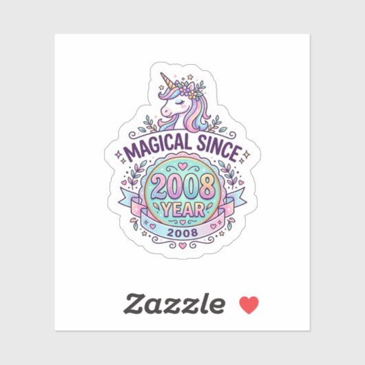 Sticker Licorne Magique Depuis Année Conception Graphique (Feuille)