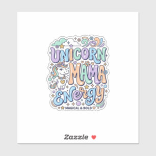 Sticker Licorne Maman Énergie Kawaii Dessin Vectoriel_1