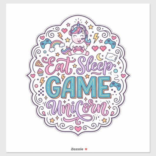 Sticker Licorne Manger Dormir Jeu Licorne Impression Ludiq (Feuille)