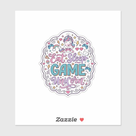 Sticker Licorne Manger Dormir Jeu Licorne Impression Ludiq (Feuille)