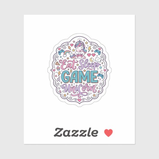 Sticker Licorne Manger Dormir Jeu Licorne Impression Ludiq (Feuille)