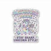 Sticker Licorne Mathicorne Mode Charmant Fond Blanc D (Devant)