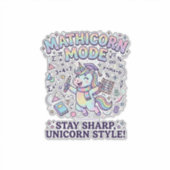 Sticker Licorne Mathicorne Mode Charmant Fond Blanc D (Devant)