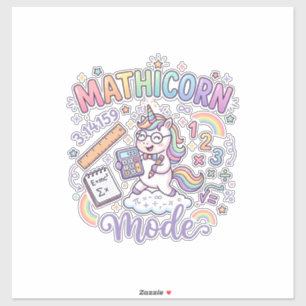 Sticker Licorne Mathicorne Mode Typographie Adorable Desig