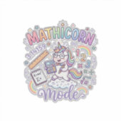 Sticker Licorne Mathicorne Mode Typographie Adorable Desig (Devant)