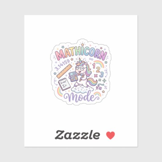 Sticker Licorne Mathicorne Mode Typographie Adorable Desig (Feuille)