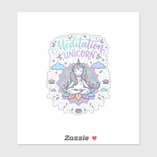 Sticker Licorne Méditation Licorne Fond Blanc Vecteur