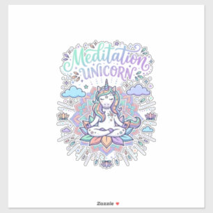Sticker Licorne Méditation Licorne Fond Blanc Vecteur