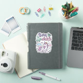Sticker Licorne née pour briller Graphisme Merch Desig (Couverture iPad)