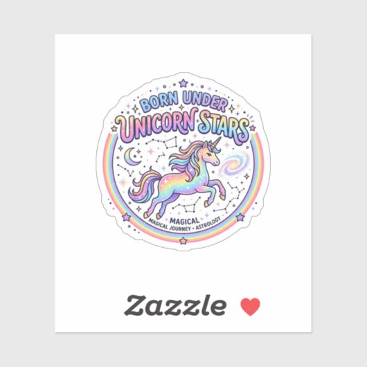 Sticker Licorne née sous les étoiles de licorne Impression (Feuille)