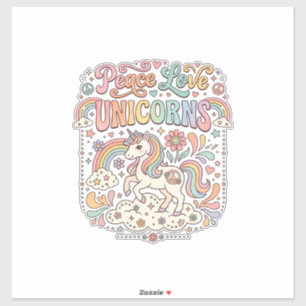 Sticker Licorne Paix Amour Licornes Conception De Vecteur