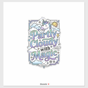 Sticker Licorne Partiellement Nuageux avec Magie Commercia